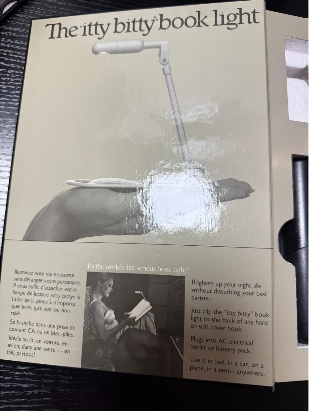 The itty bitty book light by Zalco - Vintage Reading Light 1982